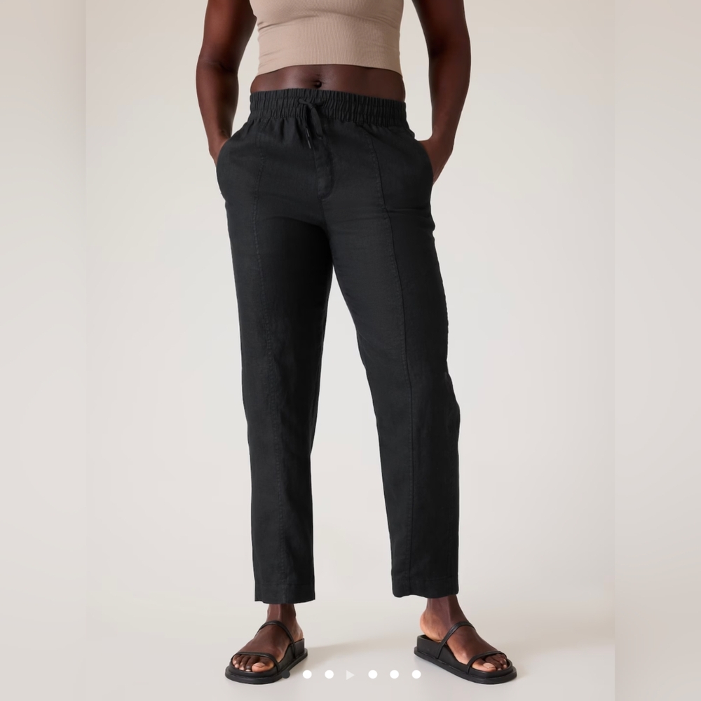 NWT Athleta Retreat Linen High Rise Ankle Pant - Tall XS Black 🖤